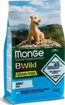 Корм для собаки Monge Dog BWild Grain Free Mini из анчоуса с картофелем и горохом для собак мелких пород, мешок 2,5кг