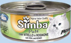 Влажный корм Simba Cat консервы для кошек паштет телятина с почками 85 г