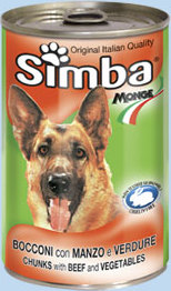 Влажный корм Simba Dog консервы для собак кусочки говядина с овощами 1230 г
