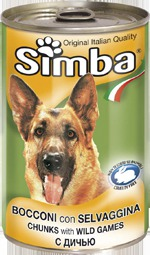 Влажный корм Simba Dog консервы для собак кусочки дичь 1230 г