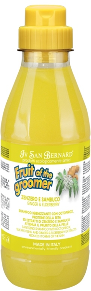  Iv San Bernard ISB Fruit of the Grommer Ginger&Elderbery Шампунь для любого типа шерсти против раздражений и перхоти, 1 л