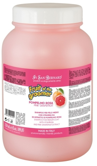  Iv San Bernard ISB Fruit of the Grommer Pink Grapefruit Шампунь для шерсти средней длины с витаминами, 3,25 л (изображение 2)