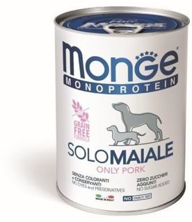 Влажный корм Monge Dog Monoprotein Solo консервы для собак паштет из свинины 400г