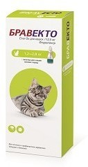  Intervet Бравекто капли спот-он от блох и клещей для кошек 1,2 - 2,8 кг 112,5 мг