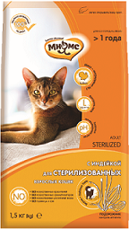 Корм для кошки Мнямс Sterilized с индейкой, мешок 1,5 кг
