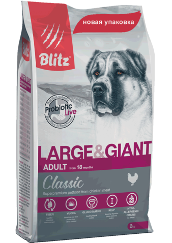Корм для собаки Blitz для собак крупных пород, мешок 15 кг