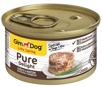 Влажный корм GimDog Pure Delight консервы для собак из цыпленка с говядиной 85 г