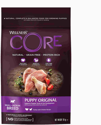 Корм для собаки Wellness Core для щенков мелких и средних пород из индейки с курицей, мешок 10 кг