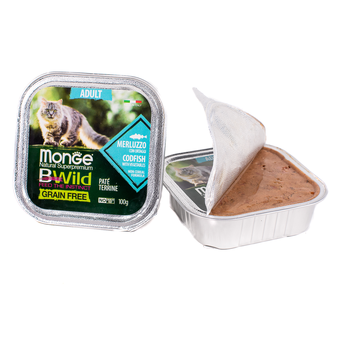 Влажный корм Monge Cat BWild GRAIN FREE беззерновые консервы из трески с овощами 100г (изображение 3)