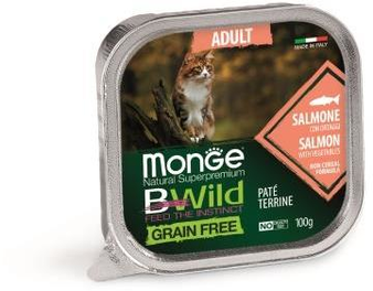 Влажный корм Monge Cat BWild GRAIN FREE беззерновые консервы из лосося с овощами 100г