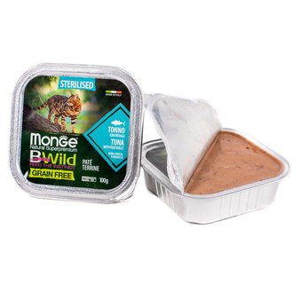 Влажный корм Monge Cat BWild GRAIN FREE беззерновые консервы из тунца с овощами для стерилизованных кошек 100г (изображение 4)