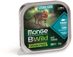 Влажный корм Monge Cat BWild GRAIN FREE беззерновые консервы из тунца с овощами для стерилизованных кошек 100г