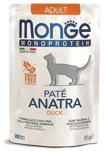Влажный корм Monge Cat Monoprotein Pouch паучи для кошек утка 85г