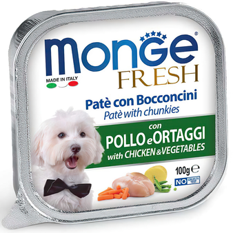 Влажный корм Monge Dog Fresh консервы для собак курица с овощами 100г
