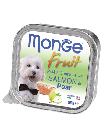 Влажный корм Monge Dog Fruit консервы для собак лосось с грушей 100г