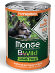 Влажный корм Monge Dog BWild GRAIN FREE Puppy&Junior беззерновые консервы из утки с тыквой и кабачками для щенков всех пород 400г