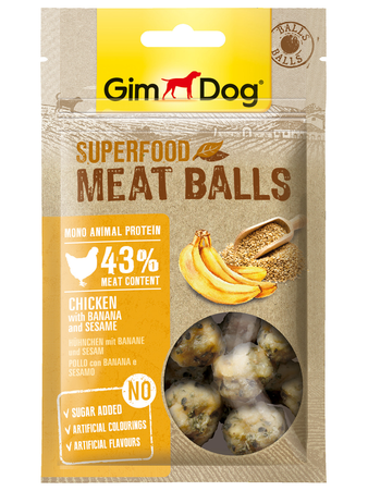  GimDog для собак мясные шарики из курицы с бананом и кунжутом 70 г