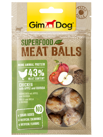  GimDog для собак мясные шарики из курицы с яблоком и киноа 70 г