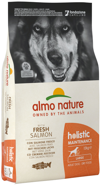Корм для собаки Almo Nature Holistic для взрослых собак крупных пород с лососем, мешок 12 кг