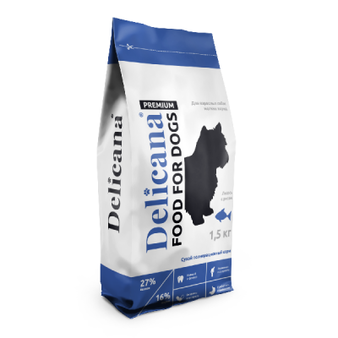 Корм для собаки Delicana для мелких пород лосось с рисом, мешок 1,5 кг