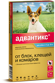 Bayer Адвантикс 100 С для собак 4-10 кг (4 пипетки х 1 мл)