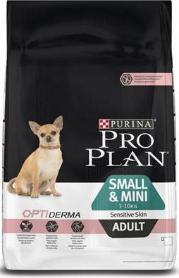 Корм для собаки Pro Plan для взрослых собак мелких пород с чувствительной кожей, лосось+рис, мешок 3 кг