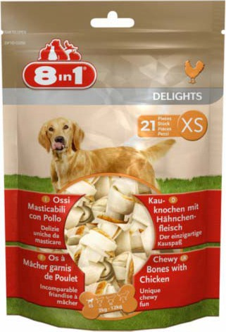 8 in 1 Delights XS косточки для мелких собак 21х7,5 см (пакет)