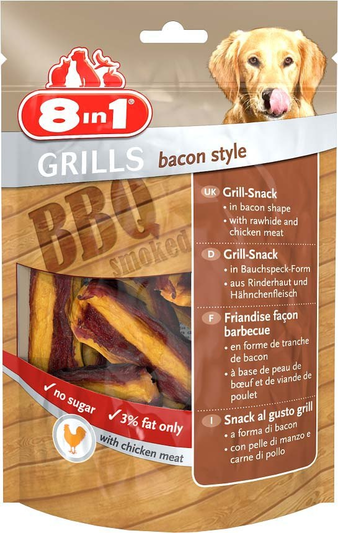  8 in 1 Grills Bacon гриллс снеки в виде бекона из говяжьей кожи и куриного мяса 80 г