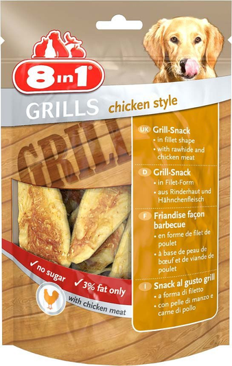  8 in 1 Grills Chicken гриллс снеки в виде филе курицы из говяжьей кожи и куриного мяса 80 г