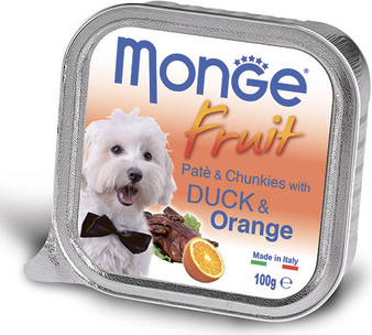Влажный корм Monge Dog Fruit консервы для собак утка с апельсином 100 г
