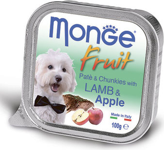 Влажный корм Monge Dog Fruit консервы для собак ягненок с яблоком 100 г