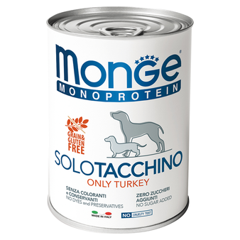 Влажный корм Monge Dog Monoproteico Solo консервы для собак паштет из индейки 400 г