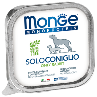 Влажный корм Monge Dog Monoproteico Solo консервы для собак паштет из кролика 150 г