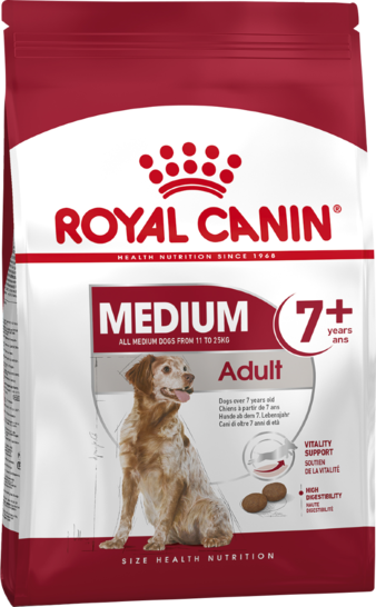Корм для собаки Royal Canin Medium Adult 7+ для собак средних пород, мешок 15 кг